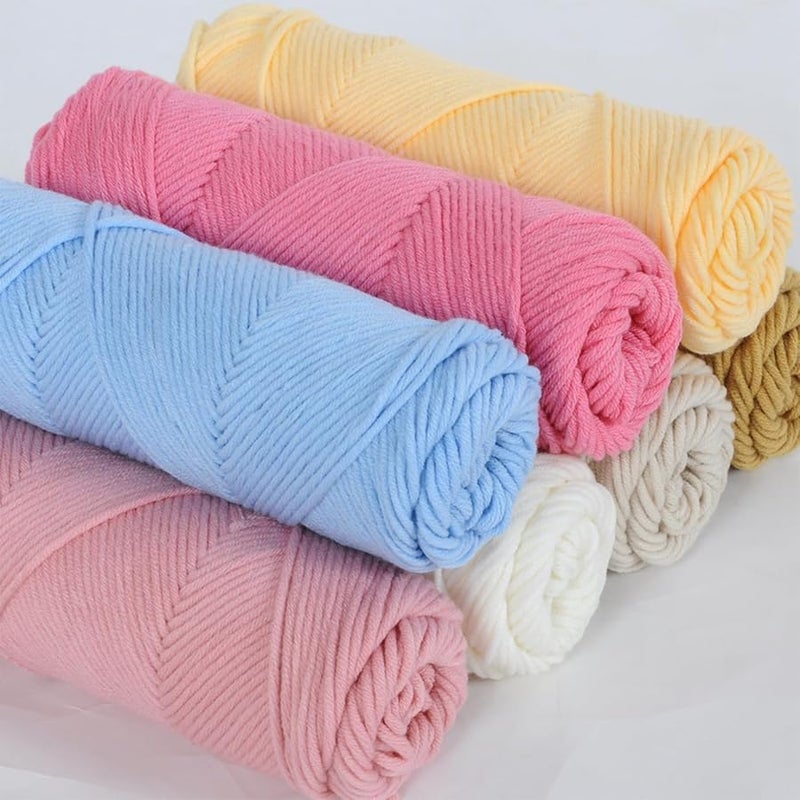 Blue Gray Milk Cotton Yarn For Crochet Knitting Soft Hand Woven Craft Wool - Image 4