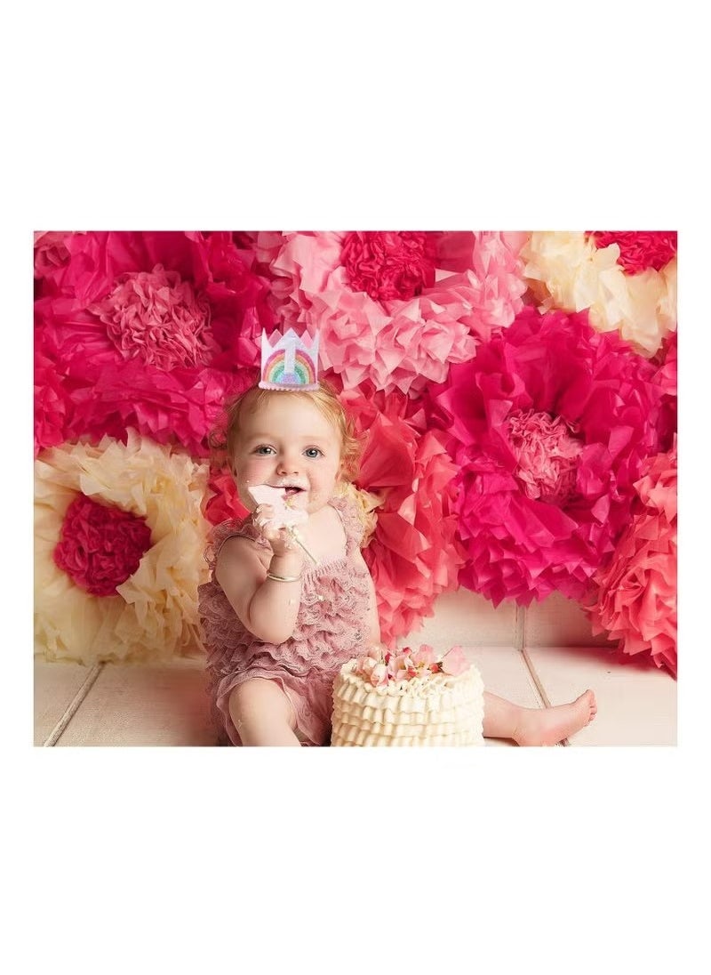 Beauenty - Rainbow Crown Hat Pink Birthday Party Crown Headband Glitter Crown for Baby Girl’s First Birthday, Cute Mini Hat - Image 1
