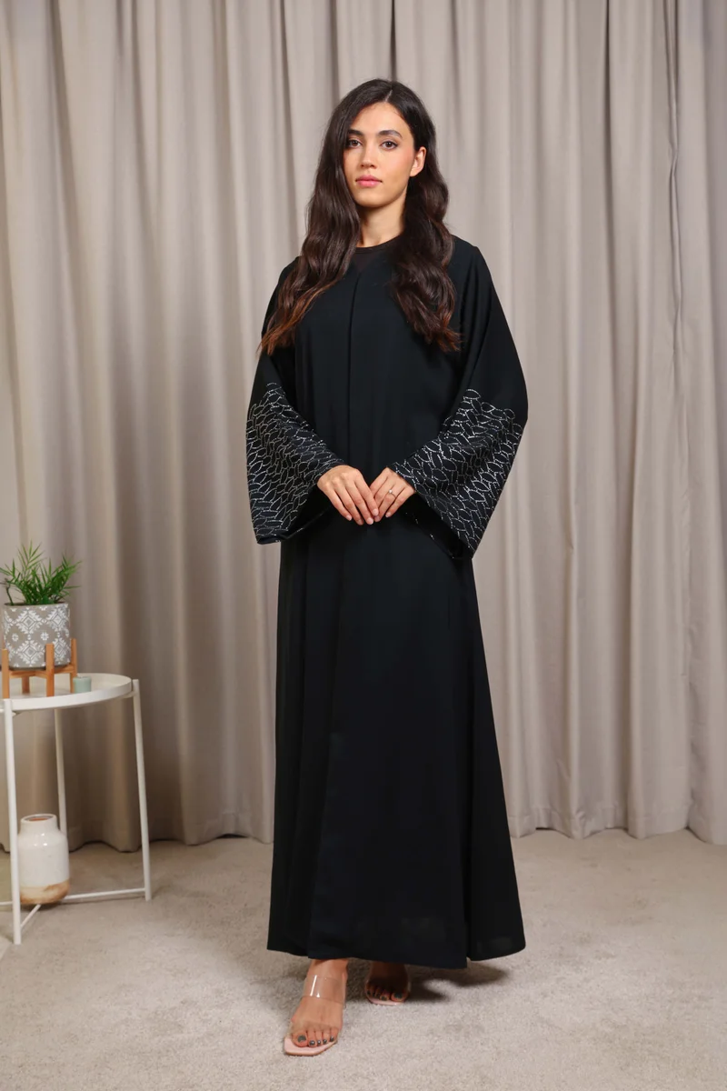 Nikias Nikias Nida Abaya with Crystal Embellished Sleeves