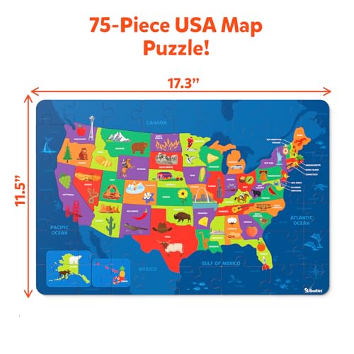 Skillmatics United States Map Puzzle - 75 Piece Jigsaw Puzzle, Educational Toy, Geography for Kids, 250+ Facts About The States of America, Gifts for Boys & Girls Ages 6 to 12 - Image 3
