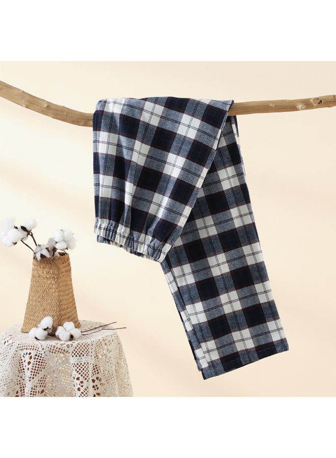 Casual Plaid Pure Cotton Brushed Home Pants For Couples, Spring, Autumn And Summer Thin Casual Slim Straight Pants That Can Be Worn Outside
