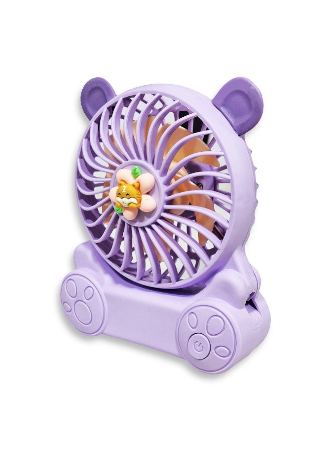 Handheld Fan, Cute Cartoon Portable Fan, 2 Speeds, Rechargeable Battery via USB Cable for Easy Use Anywhere, Small and Lightweight Design Perfect for Carrying in Bag or on Desk, Safe Materials and Attractive Design for Kids and Adults, One side Movable Head with Base to Fix Fan on Table, Great Summer Gift  - Image 3