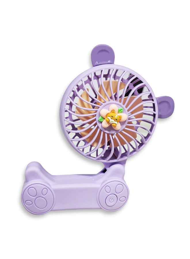 Handheld Fan, Cute Cartoon Portable Fan, 2 Speeds, Rechargeable Battery via USB Cable for Easy Use Anywhere, Small and Lightweight Design Perfect for Carrying in Bag or on Desk, Safe Materials and Attractive Design for Kids and Adults, One side Movable Head with Base to Fix Fan on Table, Great Summer Gift  - Image 4