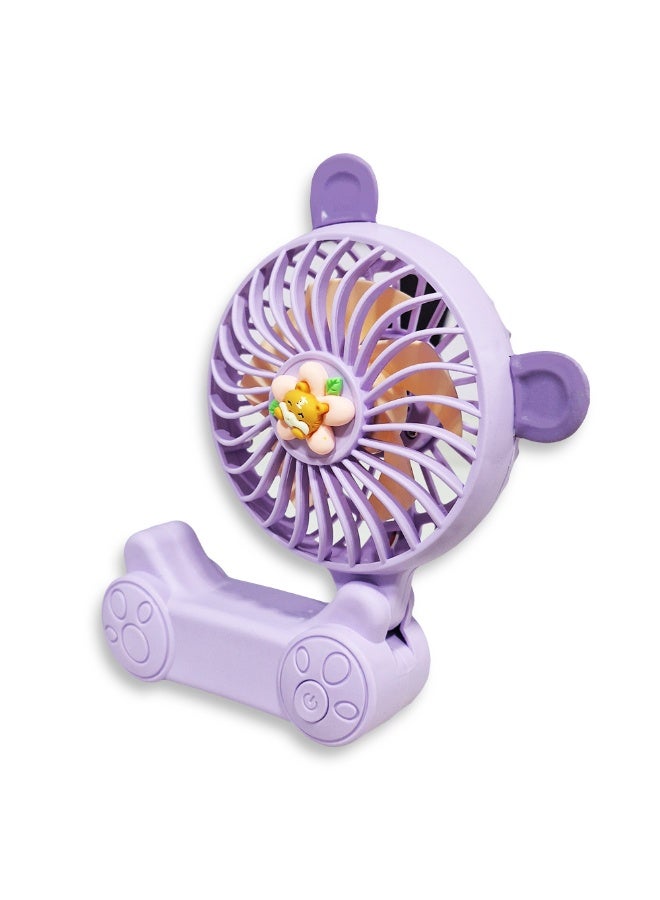 Handheld Fan, Cute Cartoon Portable Fan, 2 Speeds, Rechargeable Battery via USB Cable for Easy Use Anywhere, Small and Lightweight Design Perfect for Carrying in Bag or on Desk, Safe Materials and Attractive Design for Kids and Adults, One side Movable Head with Base to Fix Fan on Table, Great Summer Gift  - Image 5