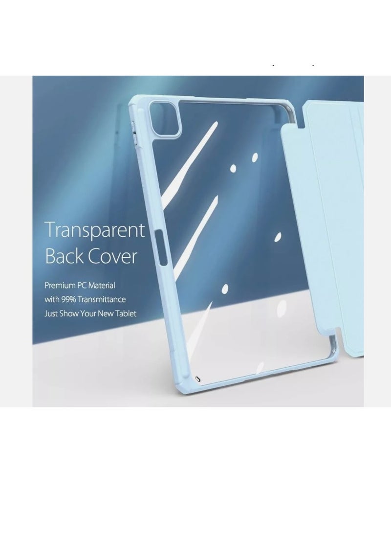EVO - Hybrid Slim Case for iPad Pro 11-inch M4 (2024), Trifold Standing Shockproof Protective Cover with Clear Transparent Back Shell Built-in Pencil Holder for iPad Pro 11" 2024,Skyblue - Image 1