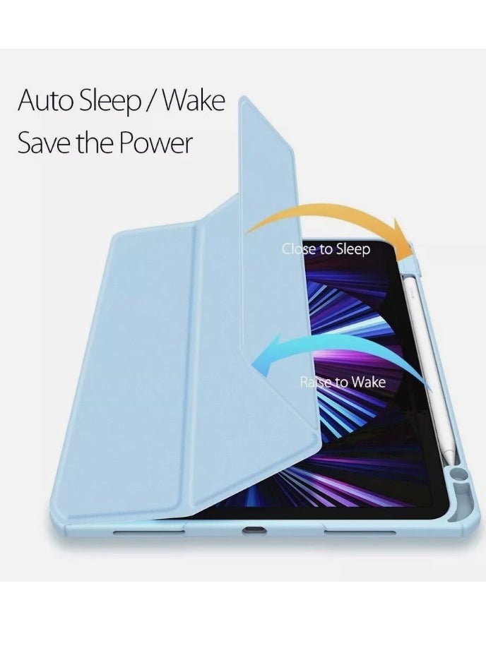 EVO - Hybrid Slim Case for iPad Pro 11-inch M4 (2024), Trifold Standing Shockproof Protective Cover with Clear Transparent Back Shell Built-in Pencil Holder for iPad Pro 11" 2024,Skyblue - Image 1