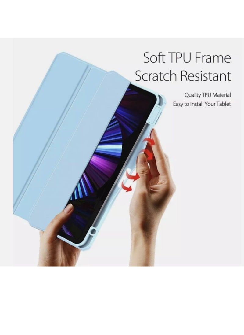 EVO - Hybrid Slim Case for iPad Pro 11-inch M4 (2024), Trifold Standing Shockproof Protective Cover with Clear Transparent Back Shell Built-in Pencil Holder for iPad Pro 11" 2024,Skyblue - Image 1