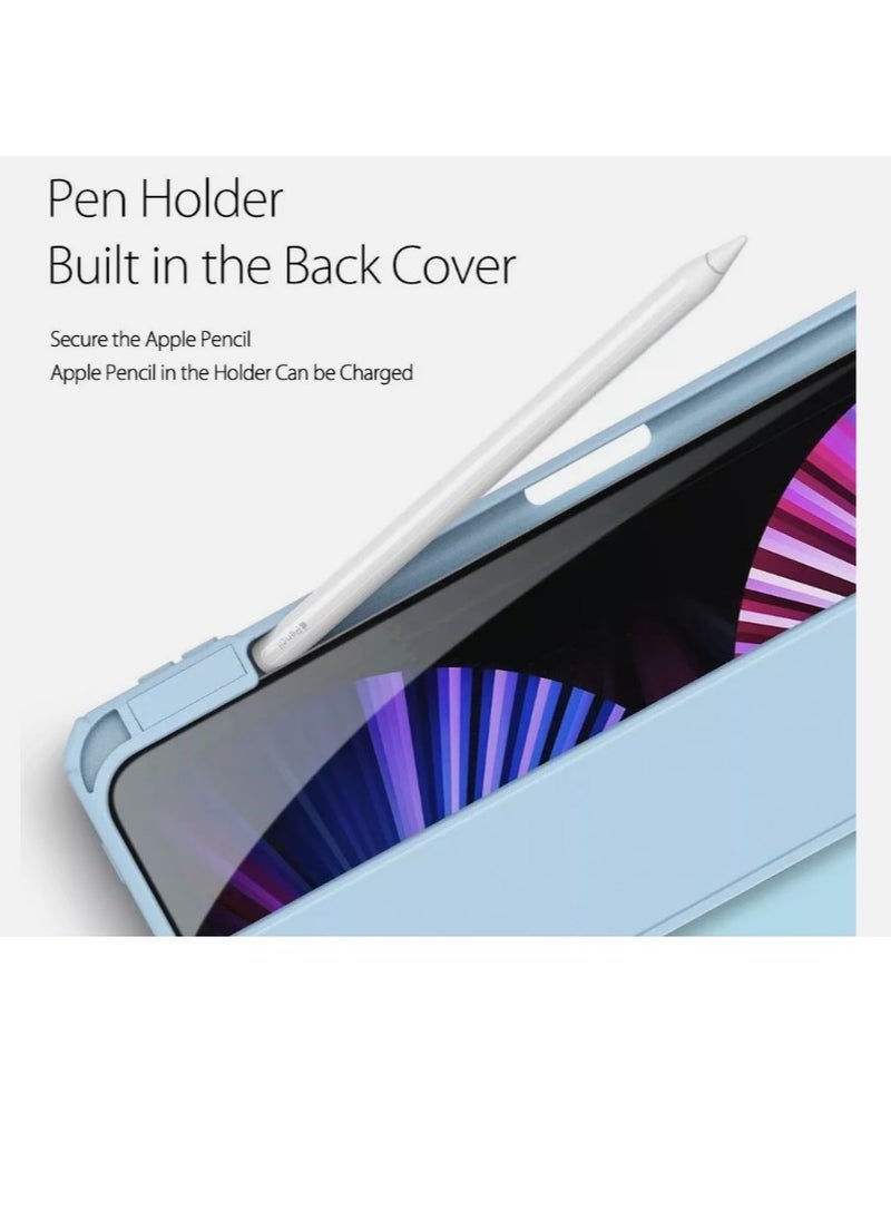 EVO - Hybrid Slim Case for iPad Pro 11-inch M4 (2024), Trifold Standing Shockproof Protective Cover with Clear Transparent Back Shell Built-in Pencil Holder for iPad Pro 11" 2024,Skyblue - Image 1