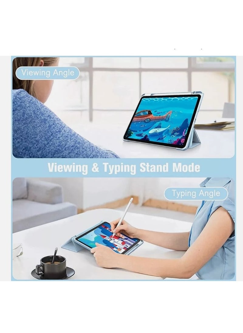 EVO Hybrid Slim Case for iPad Pro 11-inch M4 (2024), Trifold Standing Shockproof Protective Cover with Clear Transparent Back Shell Built-in Pencil Holder for iPad Pro 11" 2024,Skyblue  - Image 2