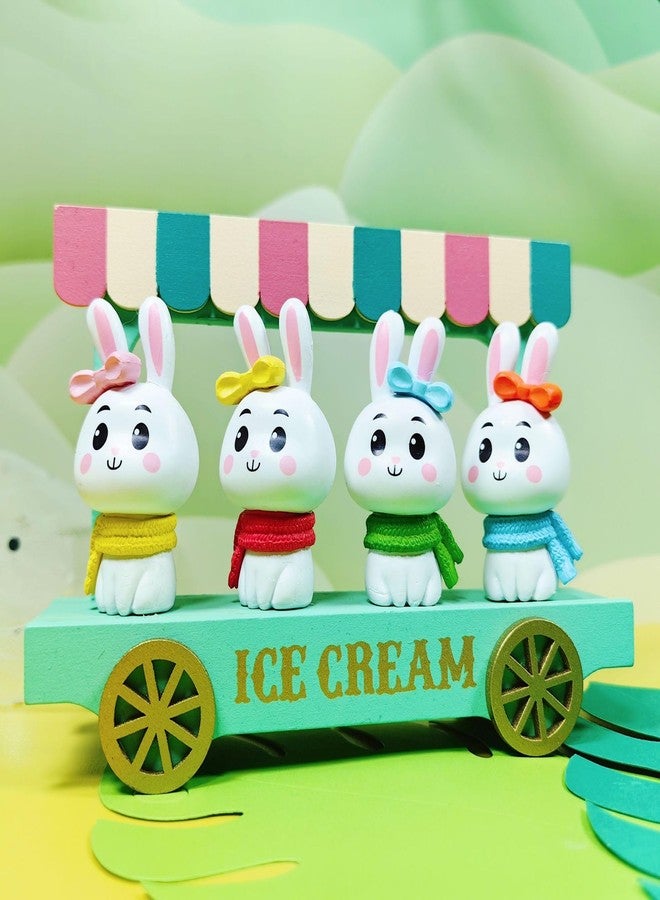 Spiaty Resin Cute Bunny Figurines with Colourful Bows and Scarves, Miniature Rabbit Home, Office and Car Dashboard Decorations, Set of 4 - Image 5