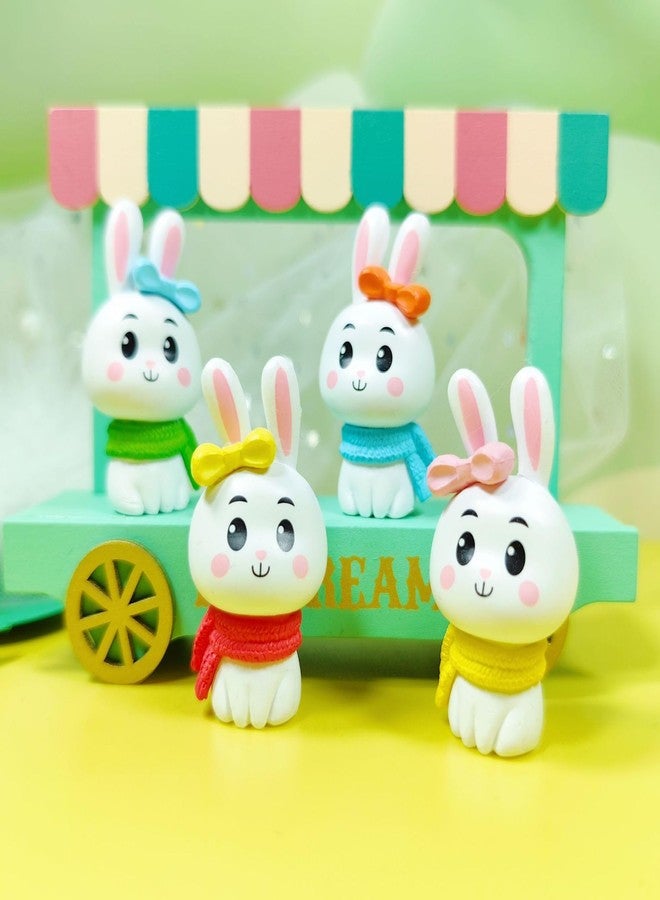 Spiaty Resin Cute Bunny Figurines with Colourful Bows and Scarves, Miniature Rabbit Home, Office and Car Dashboard Decorations, Set of 4 - Image 1