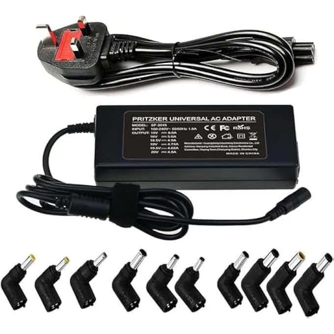 rayihni شاحن لابتوب بريتكزر 90 واط، 15 فولت-20 فولت مزود طاقة مع 10 موصلات، متوافق مع محول 65 واط 45 واط لأجهزة آيسر كروم بوك توشيبا ساتلايت، لأجهزة لينوفو آيديا باد، لأجهزة أسوس آيسر لابتوب - Image 1