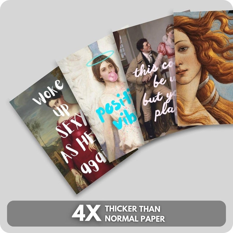 auraposter 40-Piece Aesthetic Mini Poster Set (15x10 cm) – Vintage Art with Modern Quotes | Cute Aesthetic Wall Collage Kit for Room Decor, Dorm, Bedroom, Girls | Cottagecore, Y2K, Feminist Vibe - Image 2