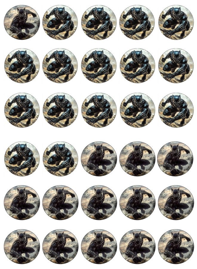 NATURAL BEHAVIOUR 30 x Edible Cupcake Toppers – Jungle Warrior Panther l Team Themed Collection of Edible Cake Decorations | Uncut Edible on Wafer Sheet - Image 1