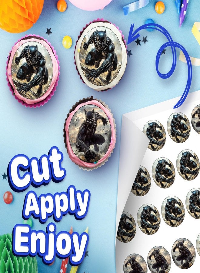 NATURAL BEHAVIOUR 30 x Edible Cupcake Toppers – Jungle Warrior Panther l Team Themed Collection of Edible Cake Decorations | Uncut Edible on Wafer Sheet - Image 2