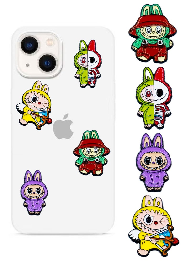 Labubu Metallic Multicolor Character Stickers for Mobile Phone or Any Smooth Surface - 4 Pieces with 3M Glue  - Image 2