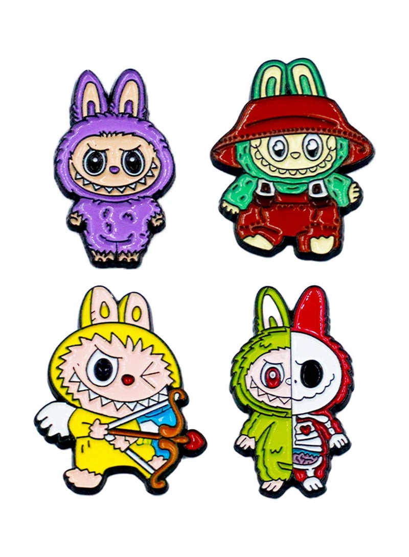 Labubu Metallic Multicolor Character Stickers for Mobile Phone or Any Smooth Surface - 4 Pieces with 3M Glue  - Image 1