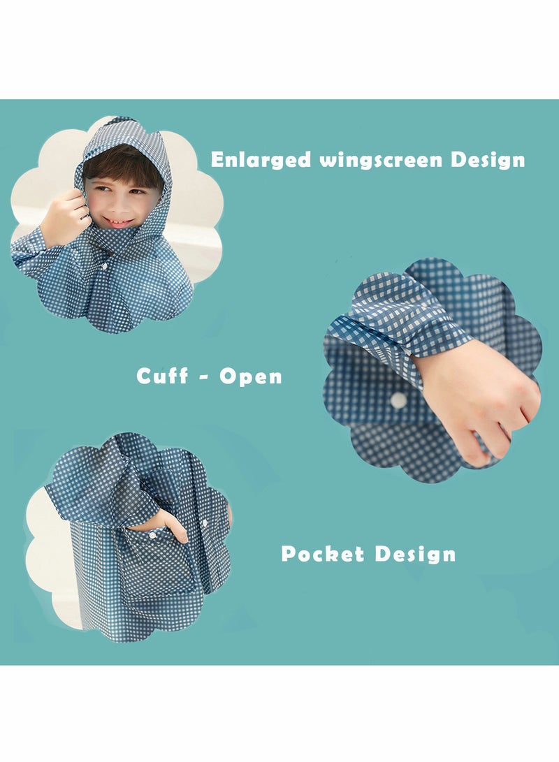 SYOSI Kids Rain Jacket Lightweight Waterproof Hooded Raincoat Ponchos for Kids Reusable Girls Boys Waterproof Rain Ponchos for 6 12 Years Old Camping Rain Coats - Image 4