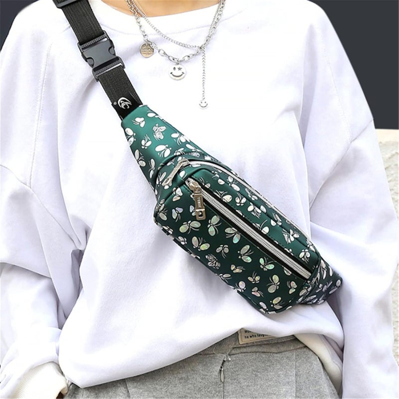 cheekyglo Fanny Packs for Women Men Shiny Waist Bags Water Resistent Waist Bum Bag for Festival Party Travel Rave Hiking Outdoor Activities,Green - Image 3
