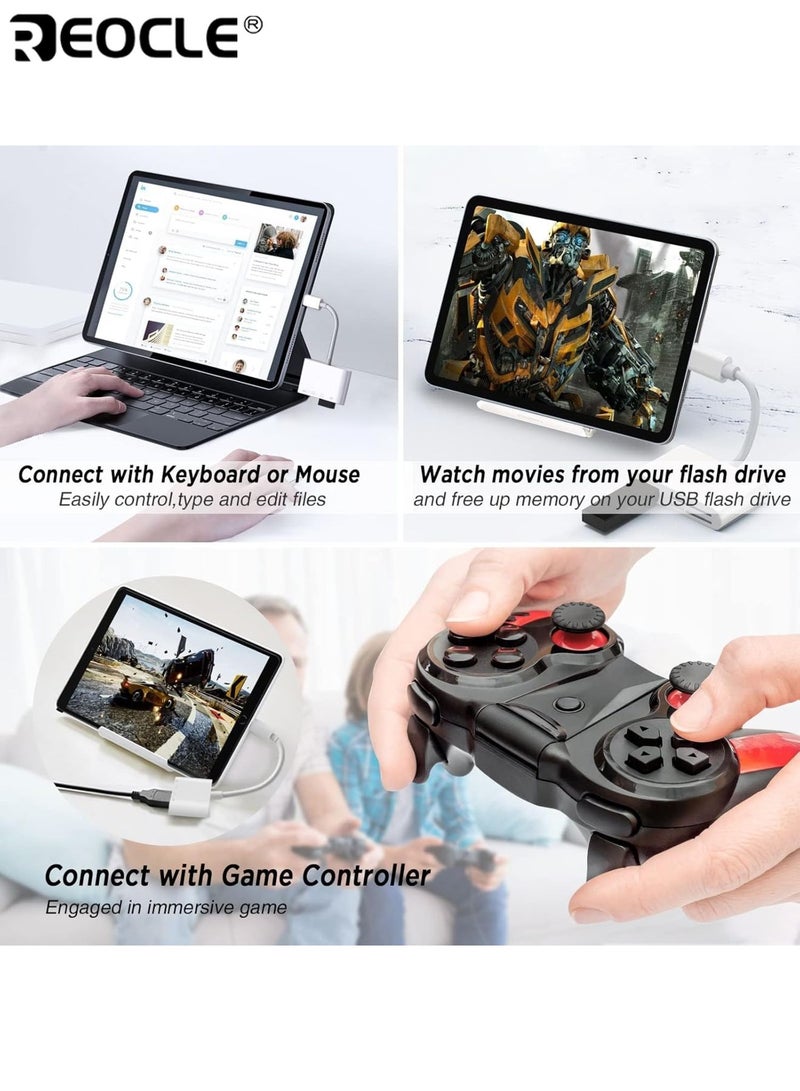 REOCLE 3 in 1 SD Card Reader for iPhone iPad USB C Camera Adapter OTG Compatible with SD TF Card Memory Card Reader for Photo Video File Transfer  for Travel Home Office Use - Image 5