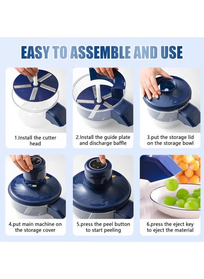 ELTRAZONE Electric Fruit & Vegetable Peeler and Chopper Machine with Clear Bowl, USB Rechargeable - Image 5