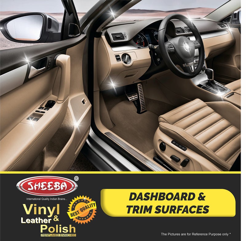 SHEEBA Vinyl & Leather Polish Conditioner Restorer Protectant for Long Lasting Shine. A Complete Car Dashboard Polish & Leather Vinyl Seats & Interior Surface Care 250mL (SLVOM0371) - Image 4
