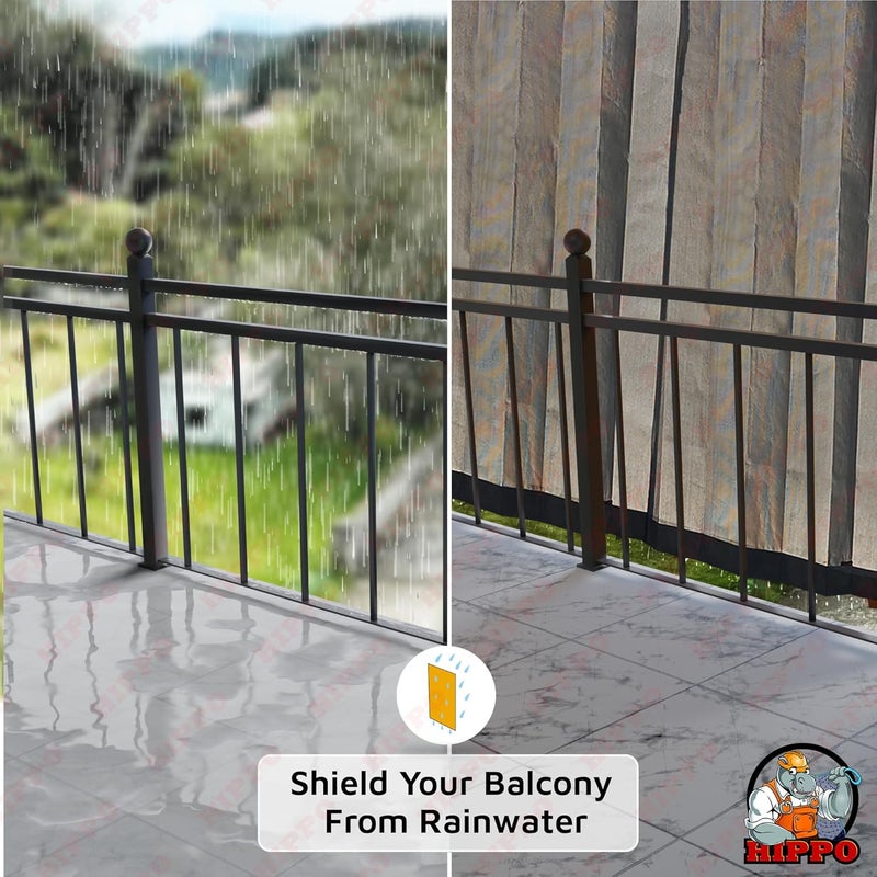 HIPPO 260 GSM Waterproof Plastic Outdoor Balcony Curtain Sun Rain Protection Window Curtain 450FTX450FT 2IN1 PebbleGrey 2 PC - Image 3