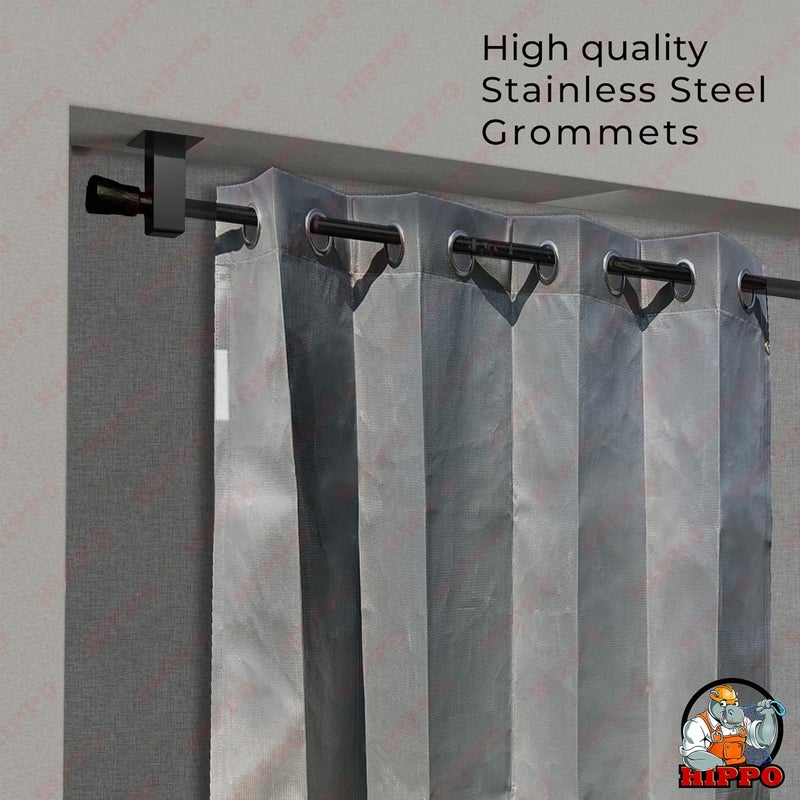 HIPPO 260 GSM Waterproof Plastic Outdoor Balcony Curtain Sun Rain Protection Window Curtain 450FTX450FT 2IN1 PebbleGrey 2 PC - Image 4