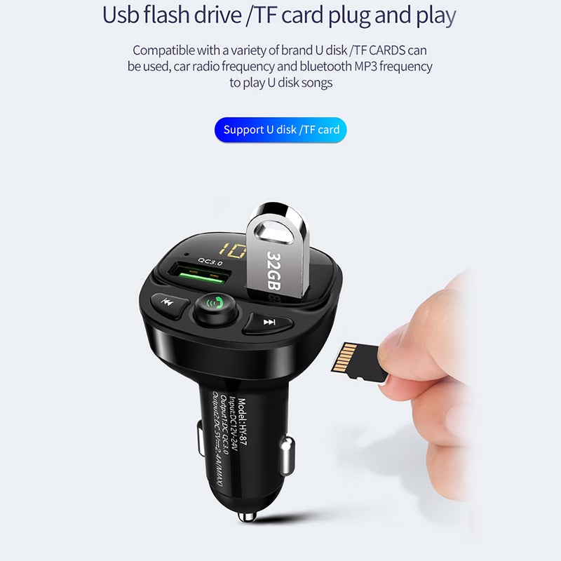 3.4A Dual USB Car BT5.0 FM QC 3.0 Quick Charge MP3/WMA/APE/FLAC/WAV Music Player Radio Adapter Hands-free - Image 2