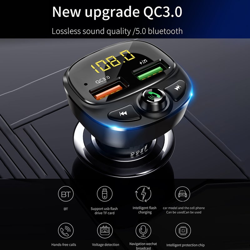 3.4A Dual USB Car BT5.0 FM QC 3.0 Quick Charge MP3/WMA/APE/FLAC/WAV Music Player Radio Adapter Hands-free - Image 5
