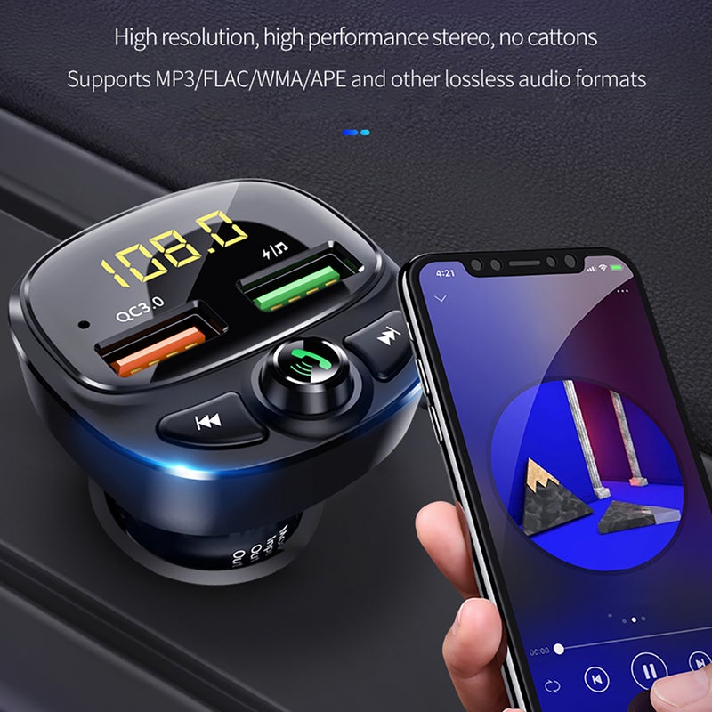 3.4A Dual USB Car BT5.0 FM QC 3.0 Quick Charge MP3/WMA/APE/FLAC/WAV Music Player Radio Adapter Hands-free - Image 3