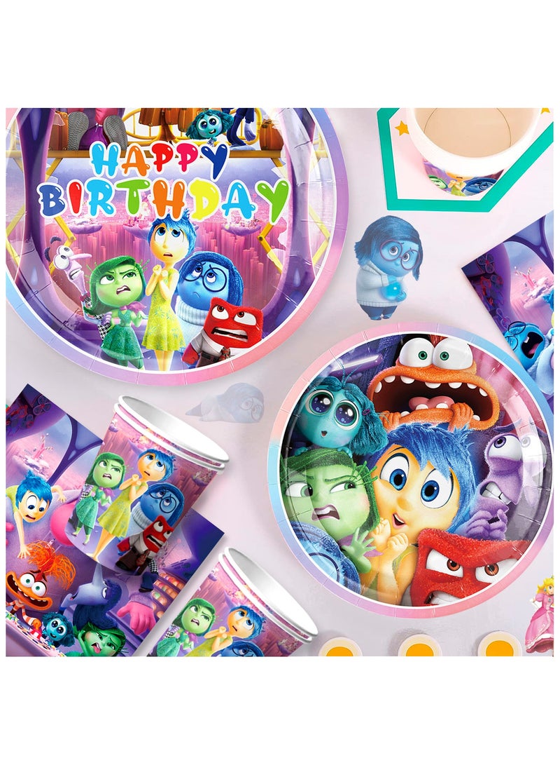 FRUITFUL PARTY Inside Out Birthday Decorations for 16 Guests, 112 Pcs Inside Out Theme Party Tableware Set - Inside Out Party Plates Napkins Tablecloth Inside Out Banner for Inside Out Party Decoration Supplies - Image 5