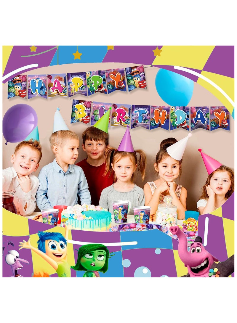 FRUITFUL PARTY Inside Out Birthday Decorations for 16 Guests, 112 Pcs Inside Out Theme Party Tableware Set - Inside Out Party Plates Napkins Tablecloth Inside Out Banner for Inside Out Party Decoration Supplies - Image 4