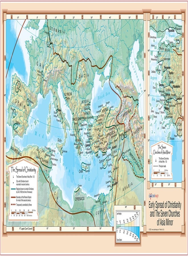 Cool Owl Maps Early Spread of Christianity and The Seven Churches of Asia Minor - Wall Map Poster 36"x18" Paper - Image 1