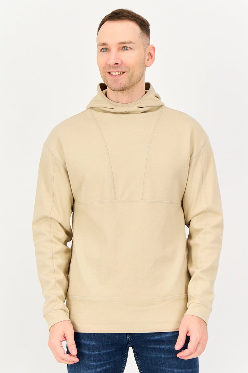 Celio هودي رجالي بأكمام طويلة سادة، تان - Image 1