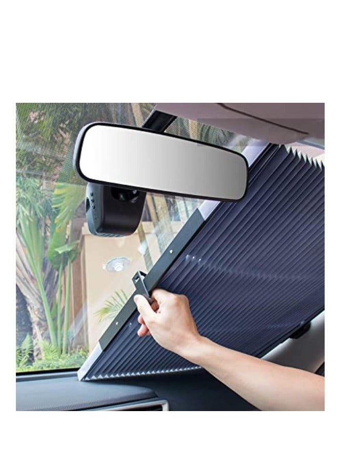 Universal Automatic Retractable Windshield Sunshade – Anti-UV Car Sun Shade for All Vehicles (Grey) - Image 1