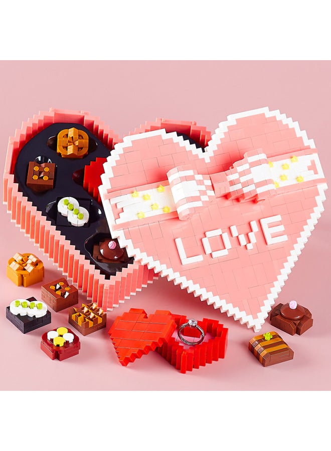 Love Chocolate Astronaut Penholder Building Blocks Micro-Diamond Assembled Toys Men And Women's Birthday Valentine's Day 520 Gifts-Color:6906 Confession Earth Astronaut - Image 2