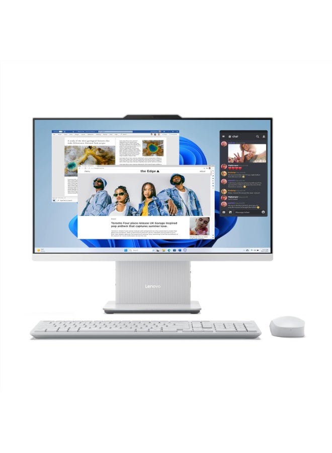 Lenovo IdeaCentre AIO 24IRH9 All-in-One Desktop 23.8" FHD IPS 100Hz, Intel Core i3-1315U, 8GB DDR5 RAM, 512GB SSD, Intel UHD Graphics, Windows 11, Wireless Keyboard & Mouse – (F0HN00PGIN) English Cloud Grey - Image 1