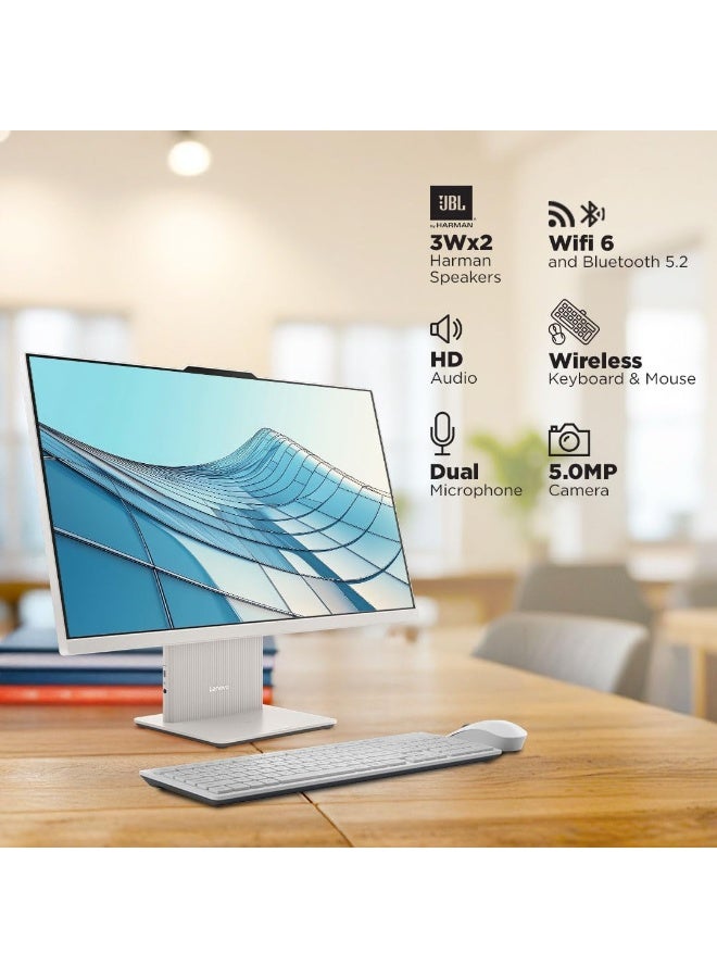 Lenovo IdeaCentre AIO 24IRH9 All-in-One Desktop 23.8" FHD IPS 100Hz, Intel Core i3-1315U, 8GB DDR5 RAM, 512GB SSD, Intel UHD Graphics, Windows 11, Wireless Keyboard & Mouse – (F0HN00PGIN) English Cloud Grey - Image 3