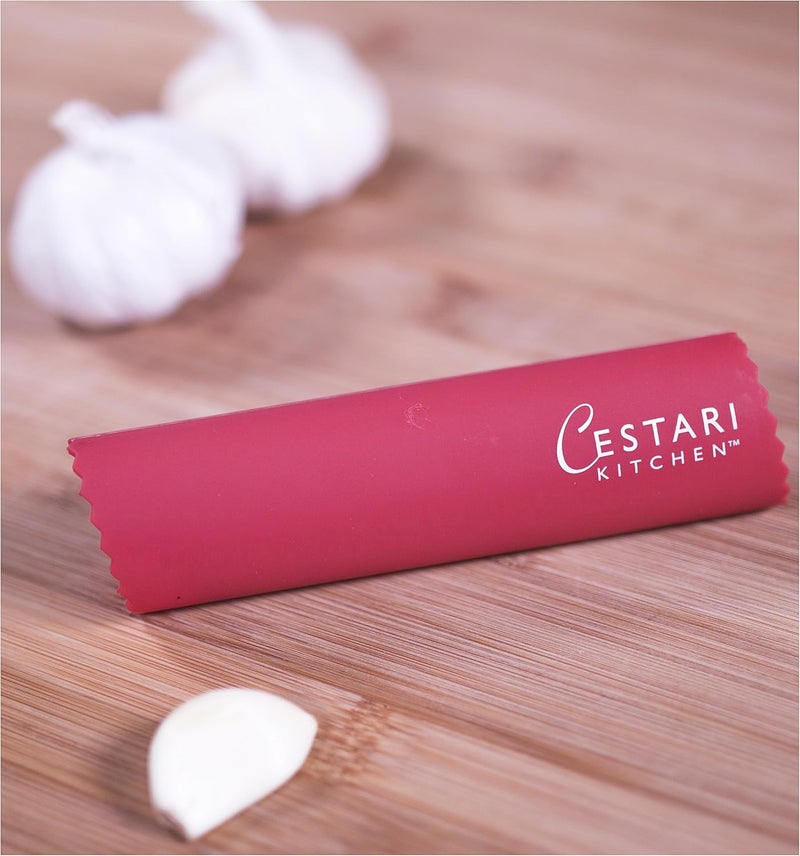 Cestari Silicone Garlic Peeler Roller Tube – Effortless Garlic Skin Remover for Home Cooks & Chefs – BPA-Free, Odor-Resistant, Dishwasher Safe Kitchen Tool – Fast, Mess-Free Prep – Red - Image 2