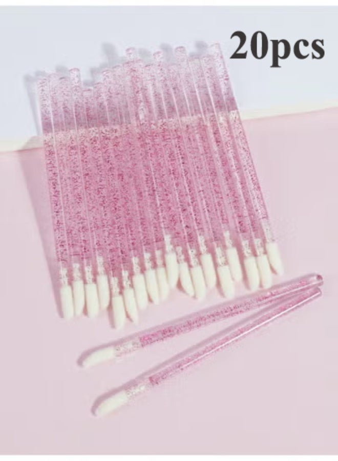 MAANGE Disposable Lip Brush Kit, 20 Brushes Per Pack, Purple Crystal Handle (Purple) - Image 1