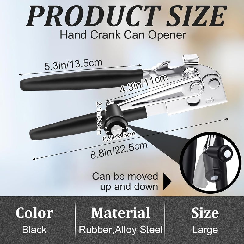 RICKUNCL Commercial Can Opener Manual, Heavy Duty Can opener with Magnet, Stainless Steel Handheld Can Opener with Folding Easy Crank Handle Oversized Knob for Big Cans and All Size Cans - Image 3