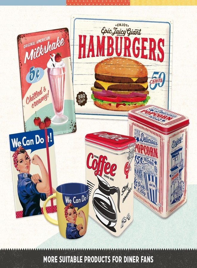 Nostalgic Art Nostalgic-Art Retro Tin Sign, 7.9" x 11.8", USA Diner Milkshake - Gift idea for USA & Diner fans, Metal Plaque, Vintage design for wall decoration - Image 2