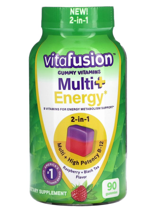Vitafusion Multi+Energy Raspberry + Black Tea 90 Gummies - Image 1