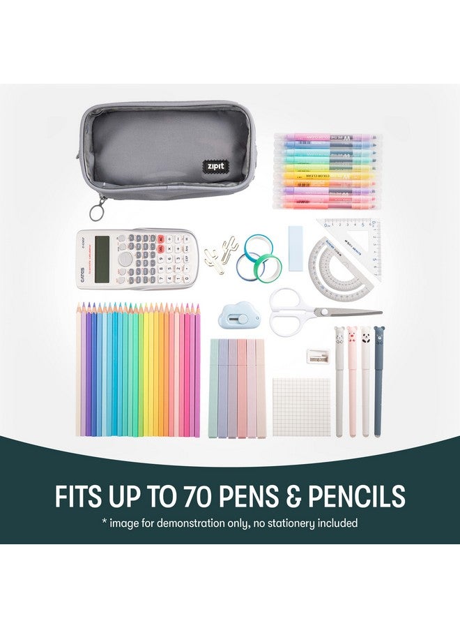 زيبيت حافظة أقلام ZIPIT نصف ونصف | حقيبة أقلام كبيرة السعة | حقيبة أقلام للمدرسة والجامعة والمكتب (رمادي) - Image 4