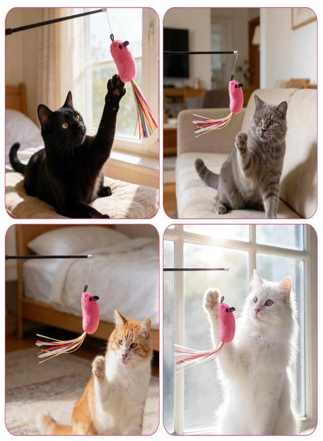 Styquenzer 5Pcs Premium Catwandtoy Accessories With Ribbons, Cat Toys Pink Fish For Indoor Catkitten Play Flopping Cat Fish Toy Filled Soft Plush Interactive Catnip Toys For Indoor Cats Kitten Exercise - Image 4