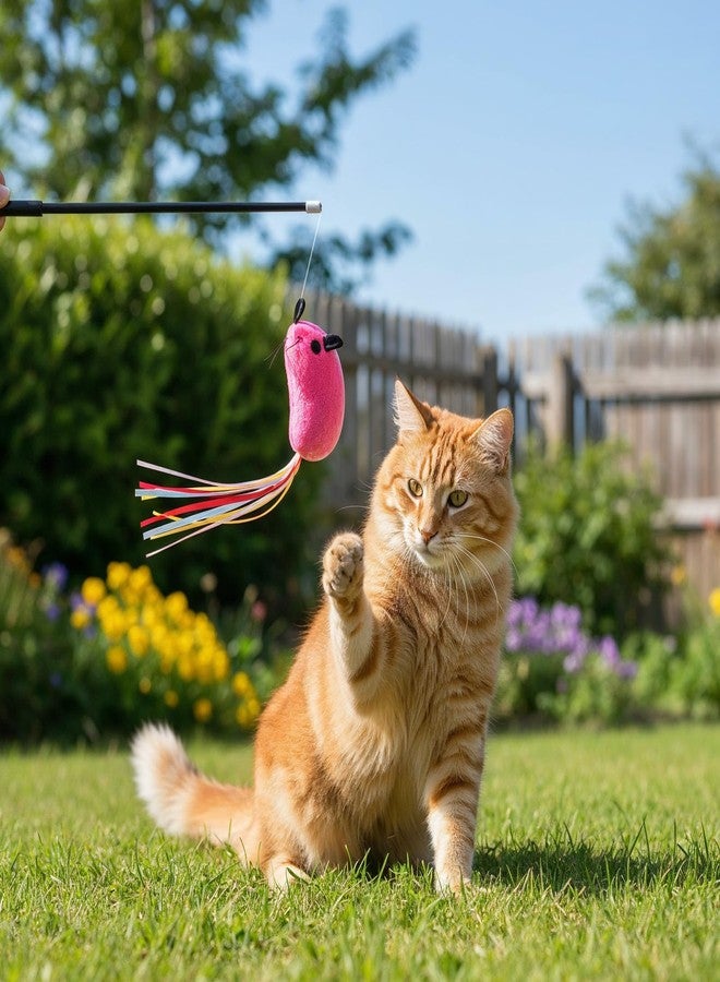 Styquenzer 5Pcs Premium Catwandtoy Accessories With Ribbons, Cat Toys Pink Fish For Indoor Catkitten Play Flopping Cat Fish Toy Filled Soft Plush Interactive Catnip Toys For Indoor Cats Kitten Exercise - Image 5