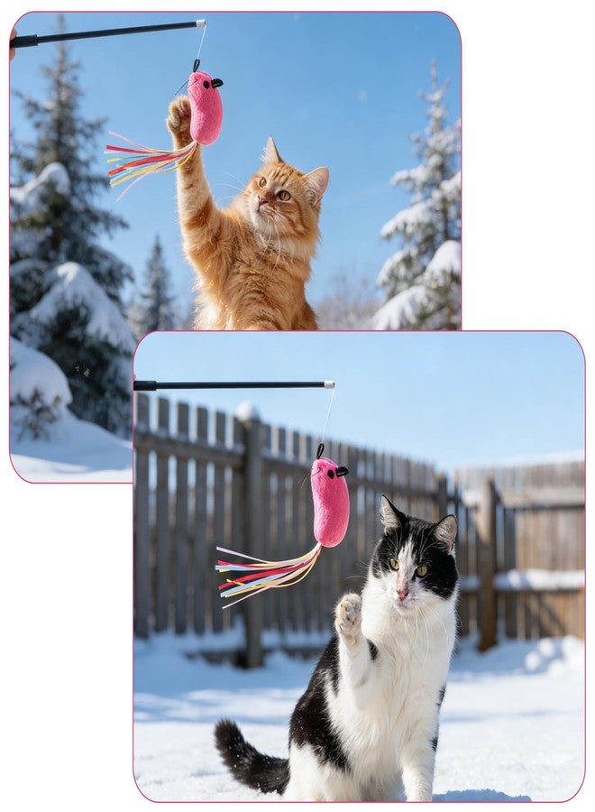 Styquenzer 5Pcs Premium Catwandtoy Accessories With Ribbons, Cat Toys Pink Fish For Indoor Catkitten Play Flopping Cat Fish Toy Filled Soft Plush Interactive Catnip Toys For Indoor Cats Kitten Exercise - Image 3
