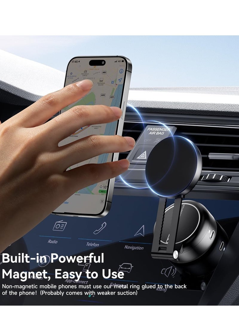 Electric Vacuum Magnetic Suction Phone Holder, Adjustable and Foldable Car Mount,Strong Magnetic Car Phone Holder - Image 2
