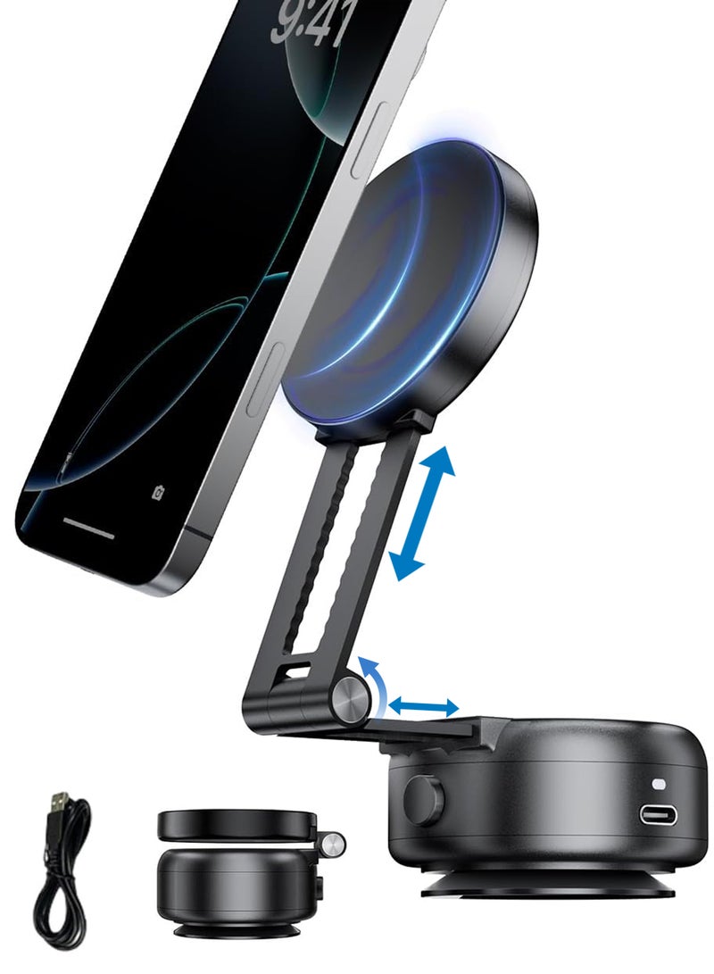 Electric Vacuum Magnetic Suction Phone Holder, Adjustable and Foldable Car Mount,Strong Magnetic Car Phone Holder - Image 1